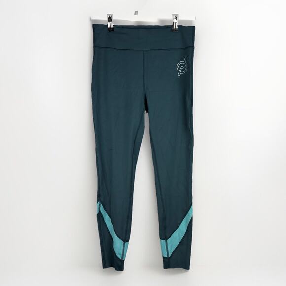 Peloton Move Mission Mid-Rise Laser Cut Leggings‎ Women's Size Large Green Teal - Picture 1 of 10
